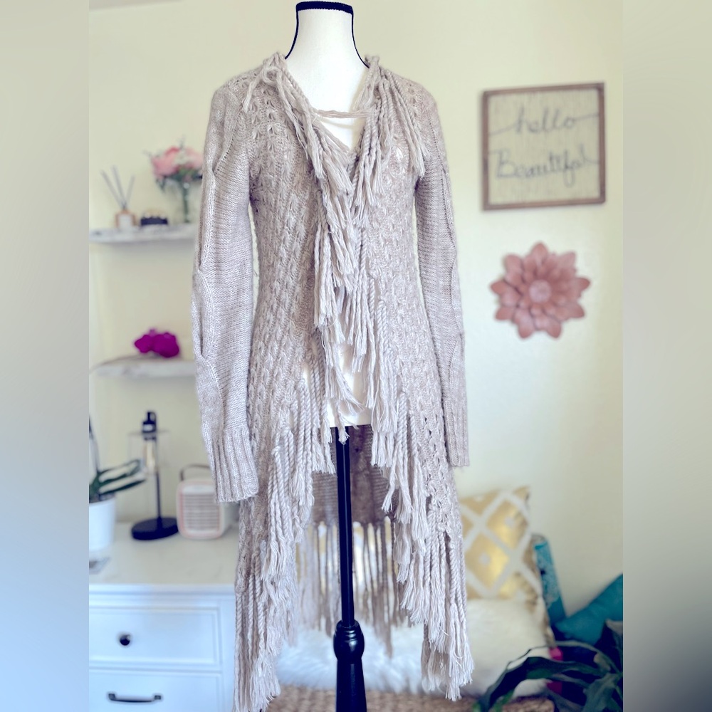 Miss Sasa Women's L Sweater Fringed Edges